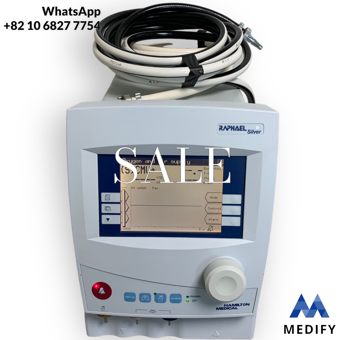 HAMILTON RAPHAEL Silver Ventilator & 2 Hose