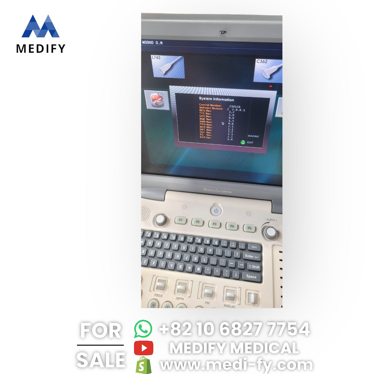 Used SonoScape S8 Portable Ultrasound & 2Probes