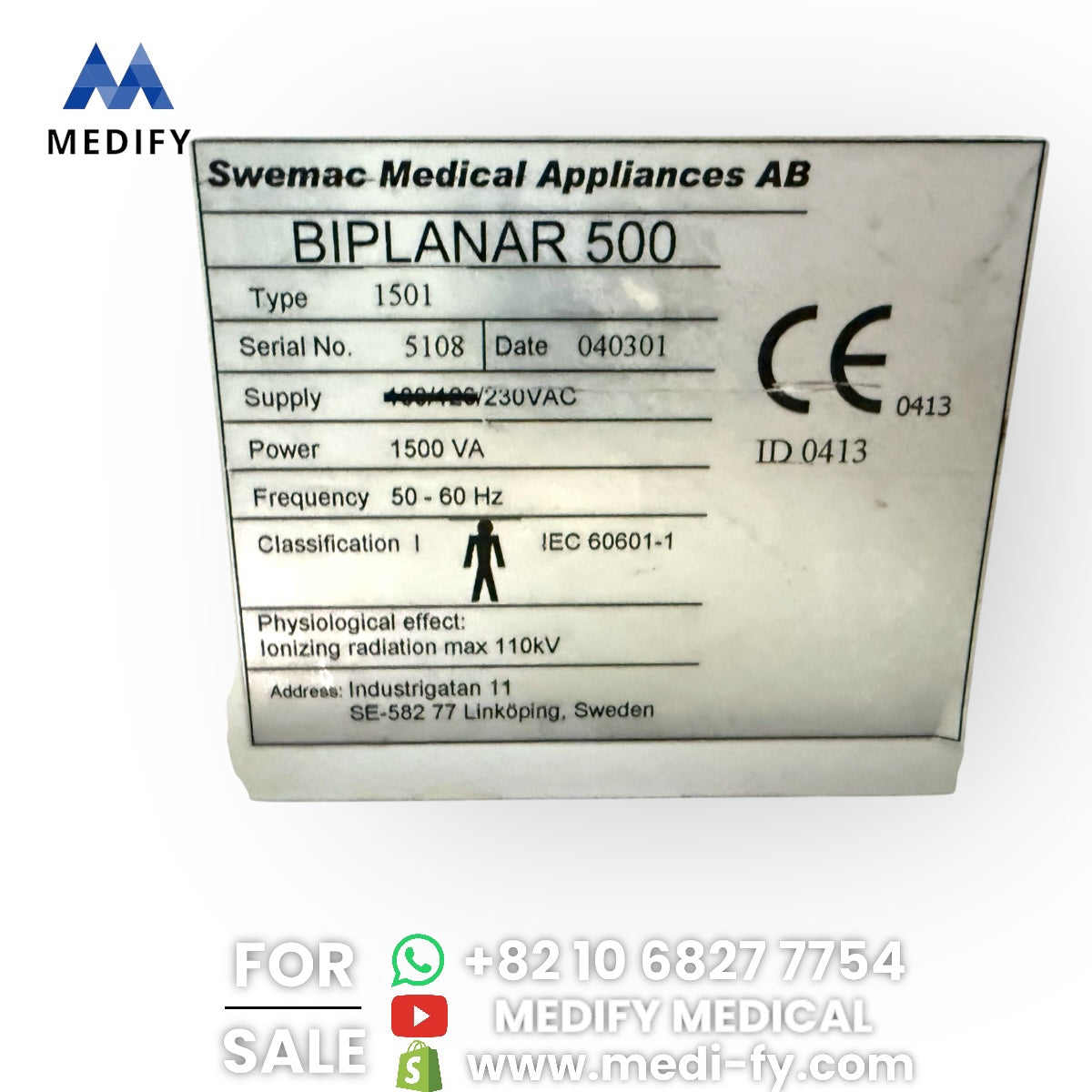 ($4,500) Swemec Biplanar 500 9inch Dual C-Arm