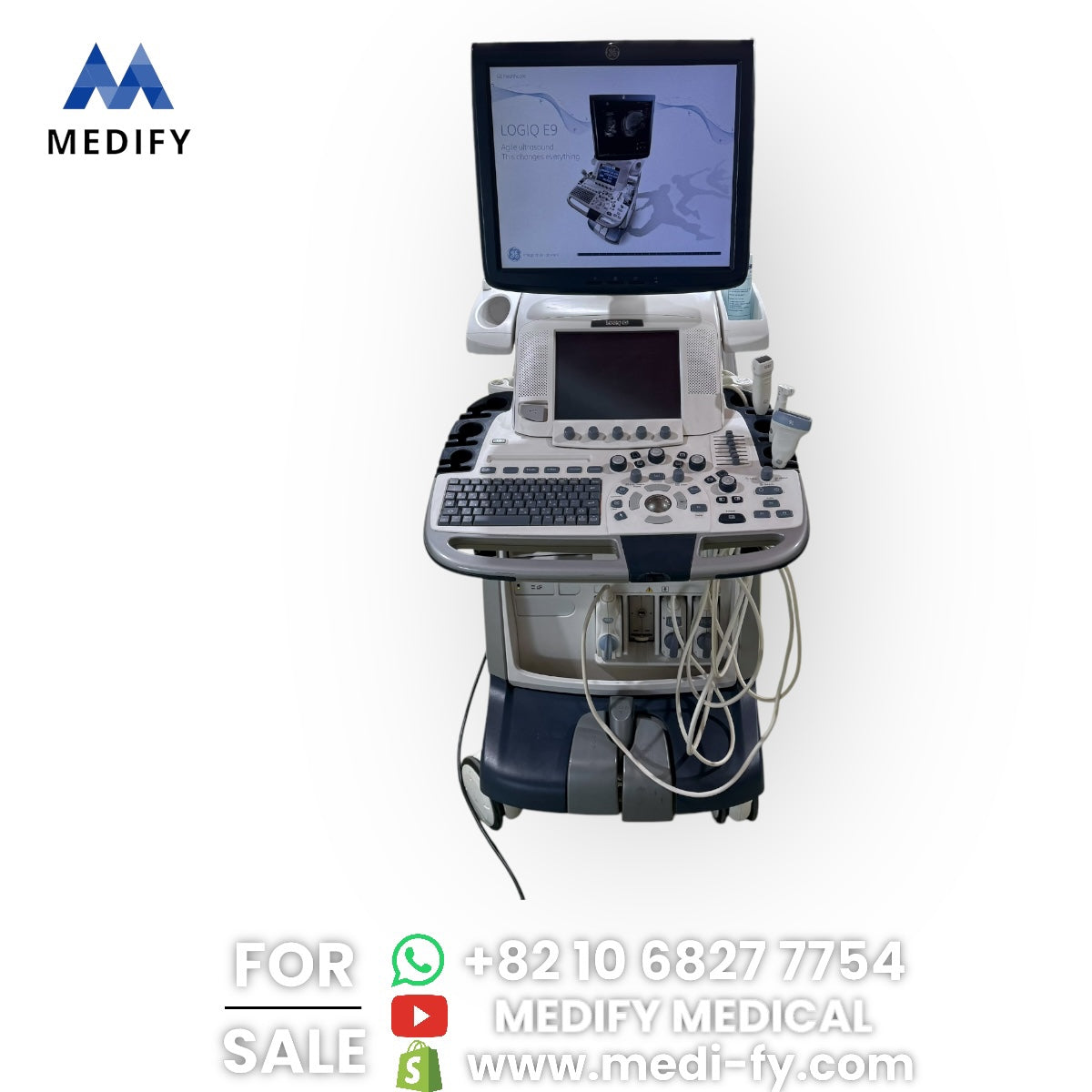 GE Logiq E9 Ultrasound System & 3Probes ( L8-18i, 9L, M4S) 3D/4D Software