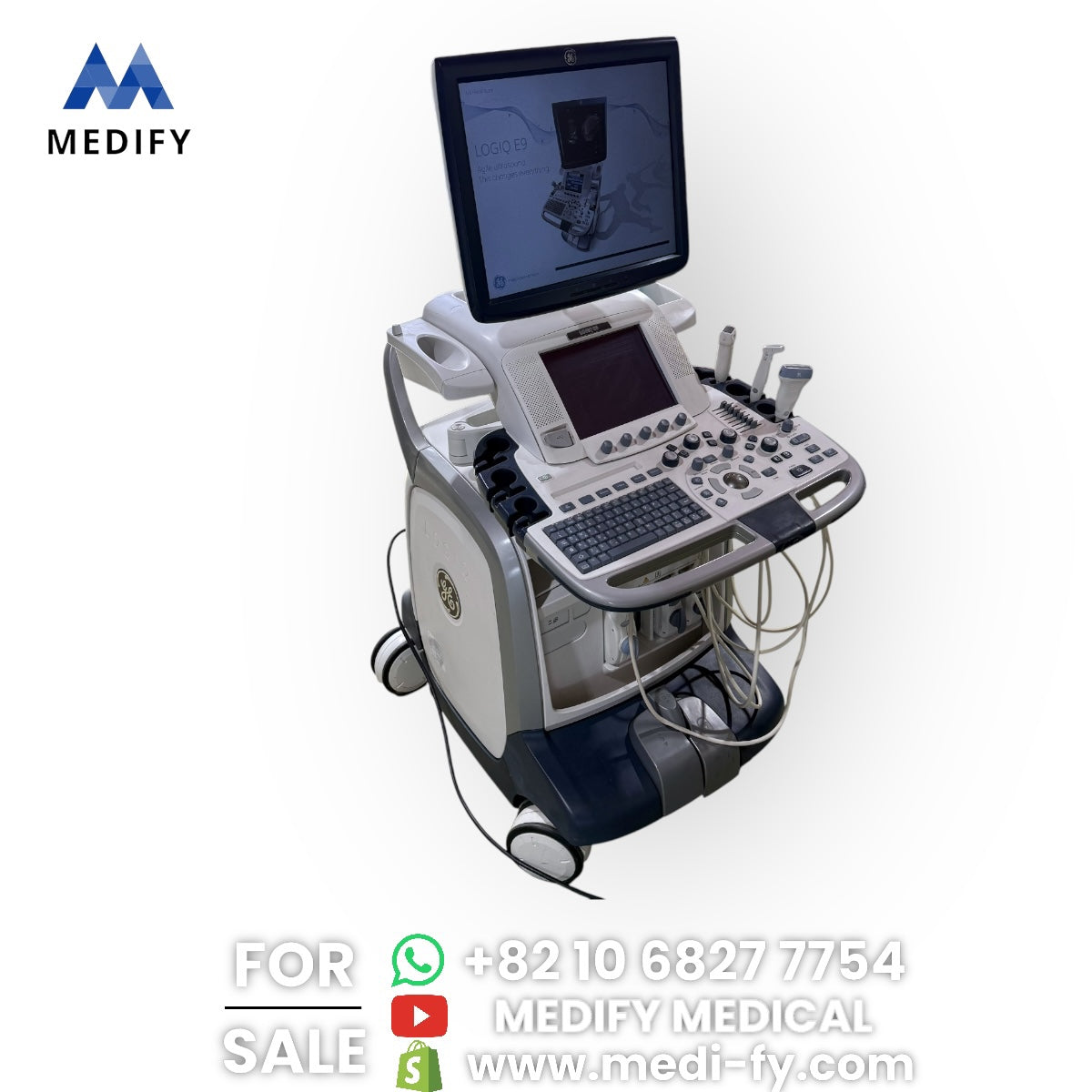 GE Logiq E9 Ultrasound System & 3Probes ( L8-18i, 9L, M4S) 3D/4D Software