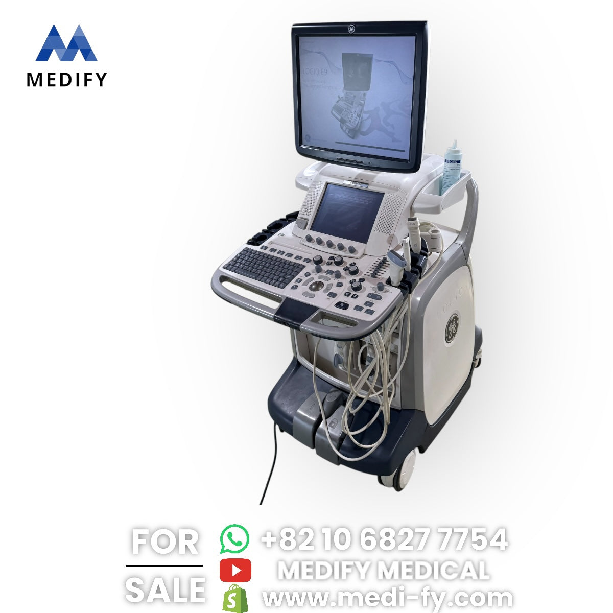 GE Logiq E9 Ultrasound System & 3Probes ( L8-18i, 9L, M4S) 3D/4D Software