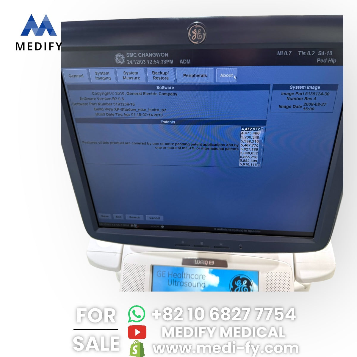 GE Logiq E9 Ultrasound System & 3Probes ( L8-18i, 9L, M4S) 3D/4D Software