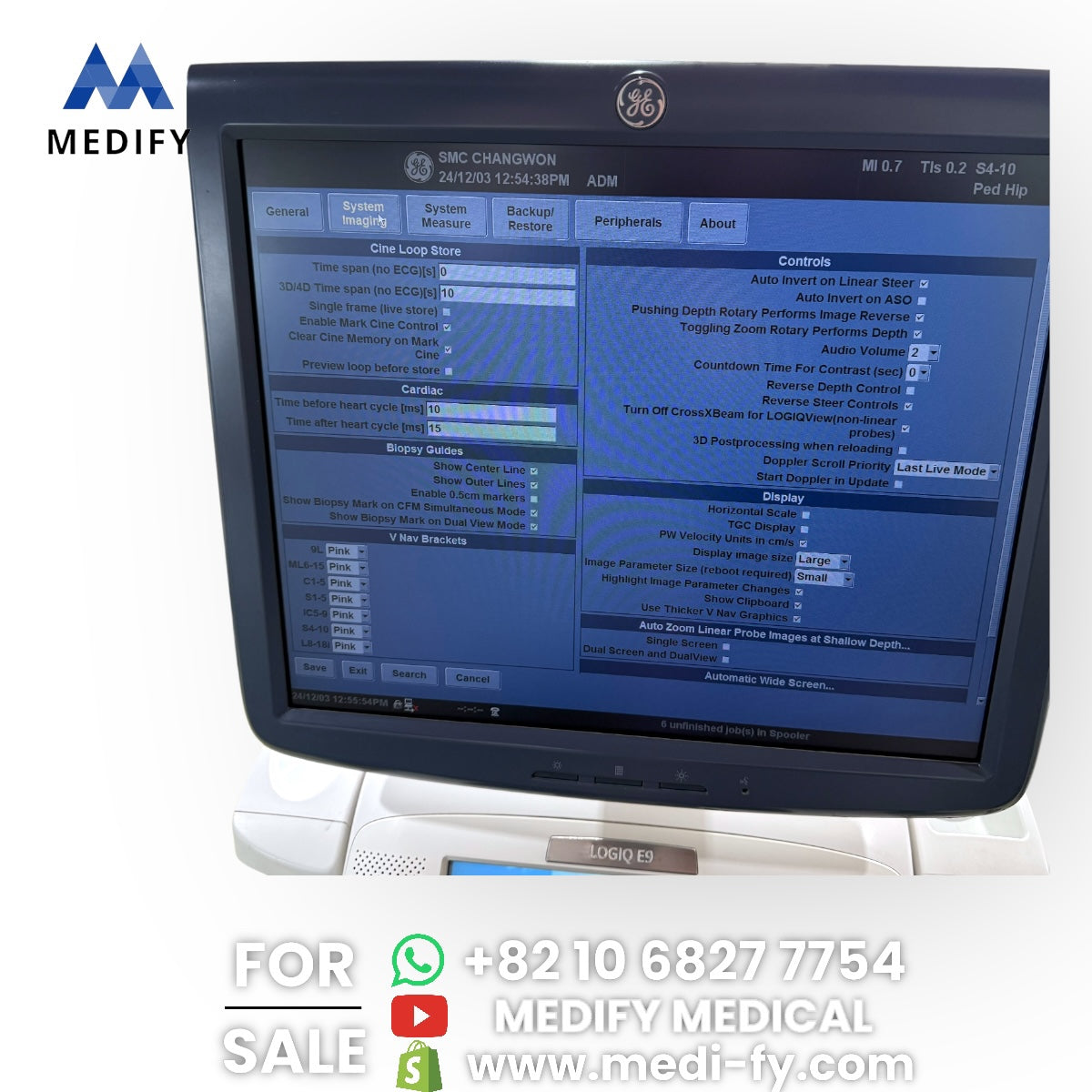GE Logiq E9 Ultrasound System & 3Probes ( L8-18i, 9L, M4S) 3D/4D Software