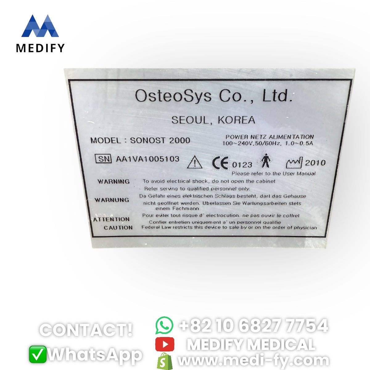 Used Osteosys Sonost 2000 Bone Densitometer
