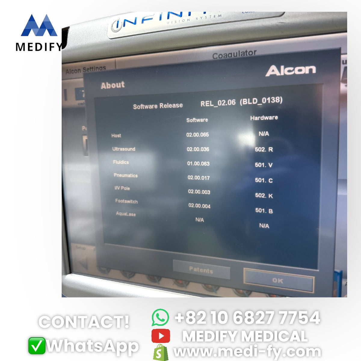 (1,500$) Alcon Infiniti Vision System Phacoemulsifier