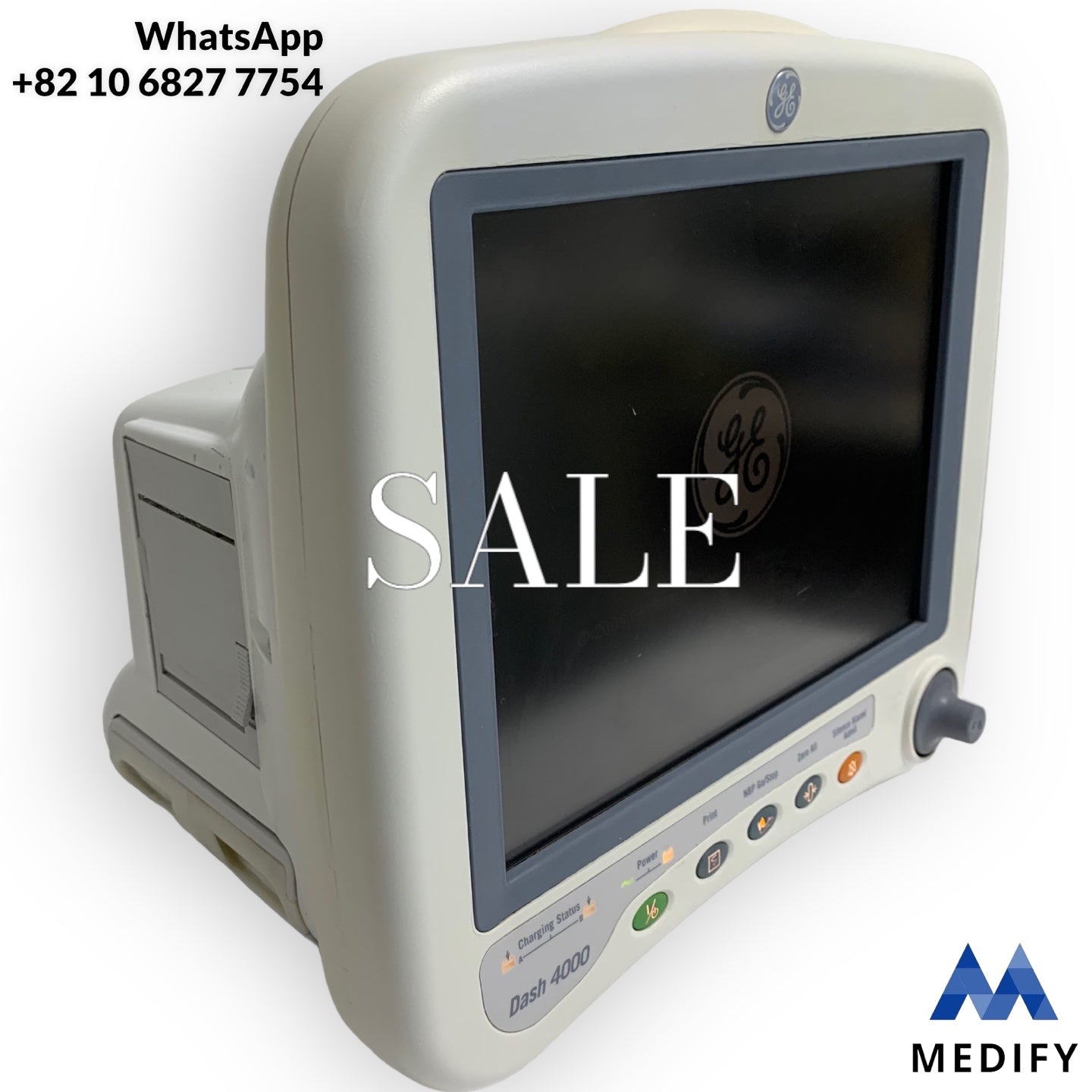 GE Dash 4000 Patient Monitor with Accessories: SP02, NiBP, Temp, Printer