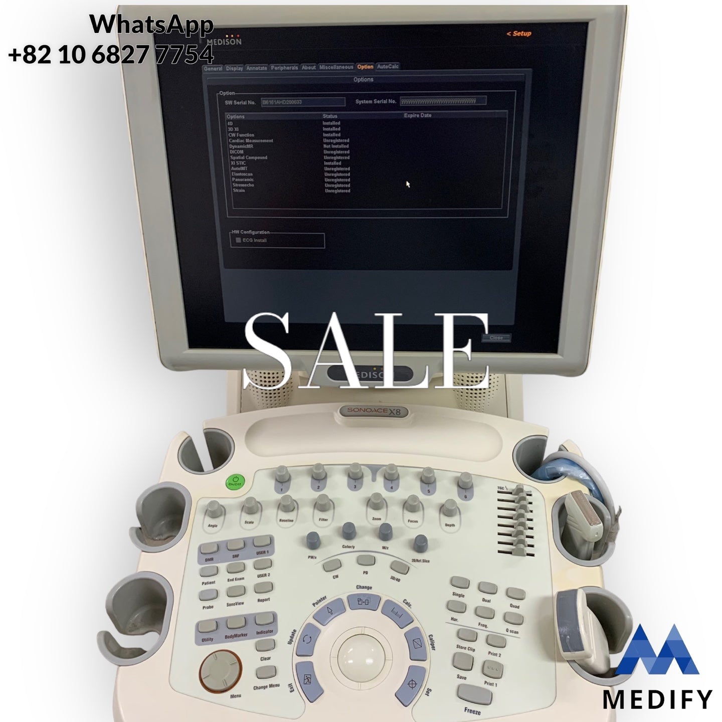 Samsung Medison SonoAce X8 Ultrasound System & 2 Probe