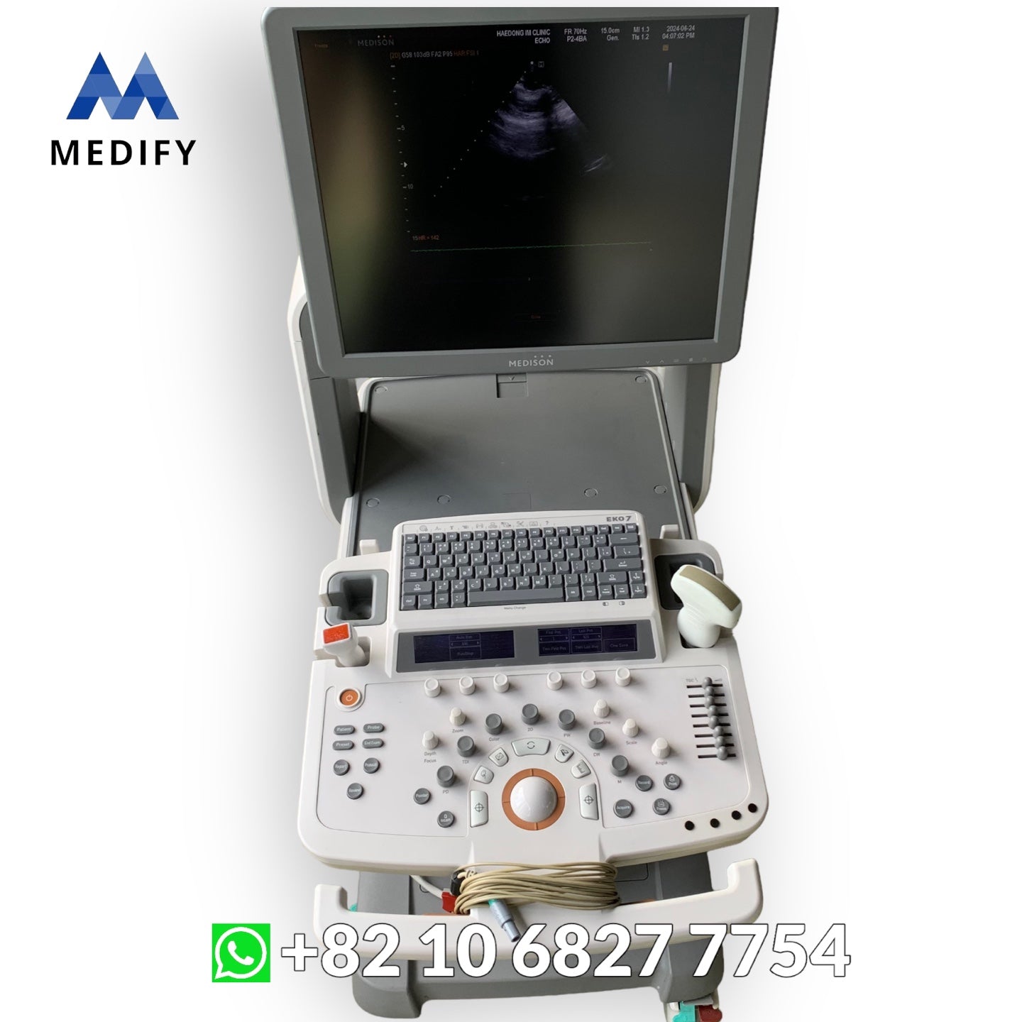 ($3,900) Samsung Medison EKO7 Ultrasound System & Cardiac Sector, Convex Probe - Worldwide