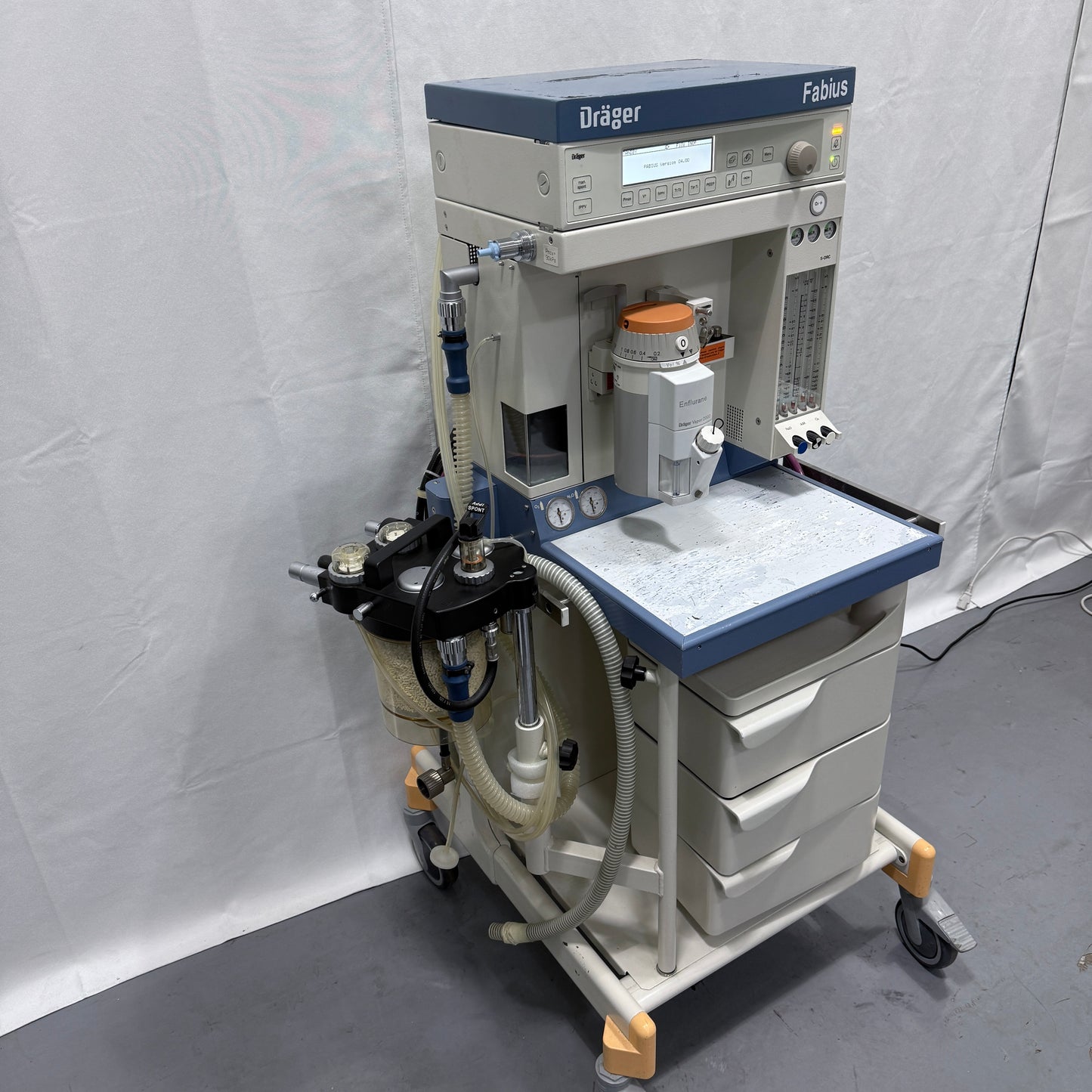 Used Drager Fabius Anesthesia Machine & Enflurane Vapor 2000 For Sale